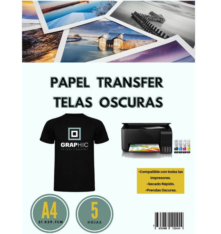 PAPEL TRANSFER INKJET PARA PRENDAS OSCURAS A4 - Nicobuttons