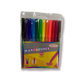 Marcadores 12 Colores Punta Fina Artel
