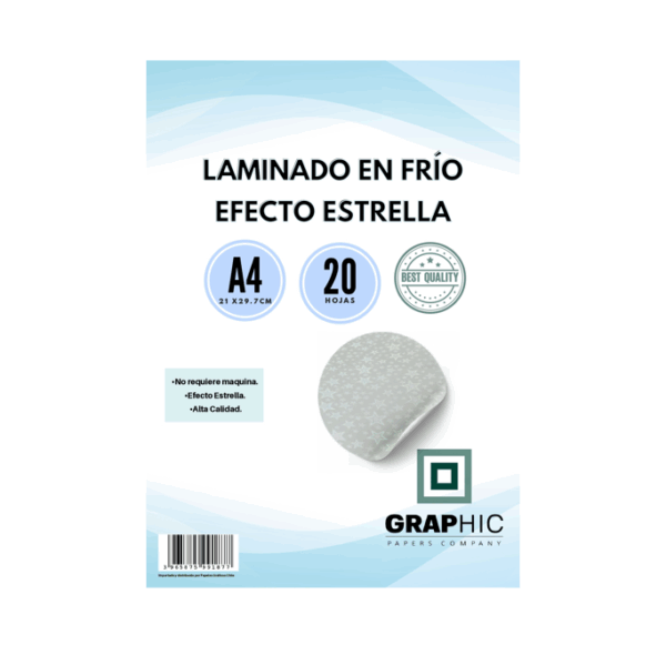 Laminado en Frio Efecto Estrella 20 Hojas A4 Gpc