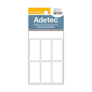 Etiqueta Escolar Adetec Rectangular blanca 26x54mm