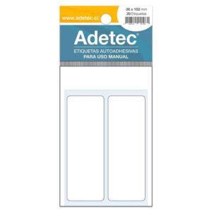 Etiqueta Escolar Adetec Rectangular blanca 36x102mm
