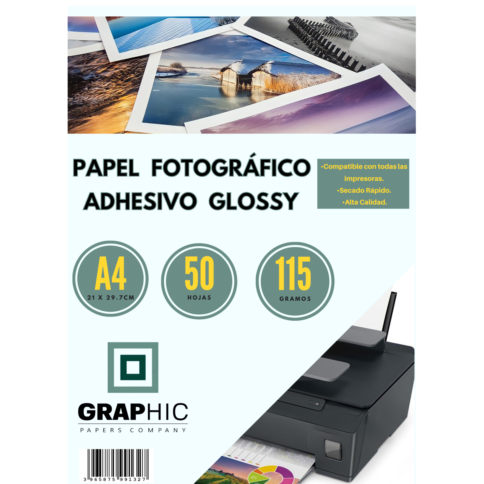 Fotográfico Adhesivo 115gr Glossy 50 Hojas A4 GPC