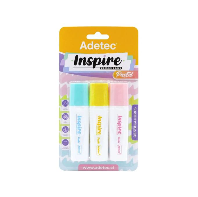 Destacadores Inspire Pastel 3 Colores Adetec