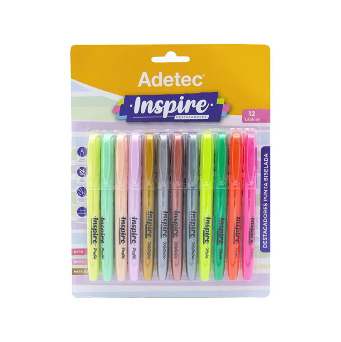 Destacadores Inspire 12 Colores Adetec