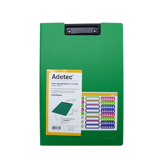 Tabla Apretapapel Con Tapa Verde Adetec