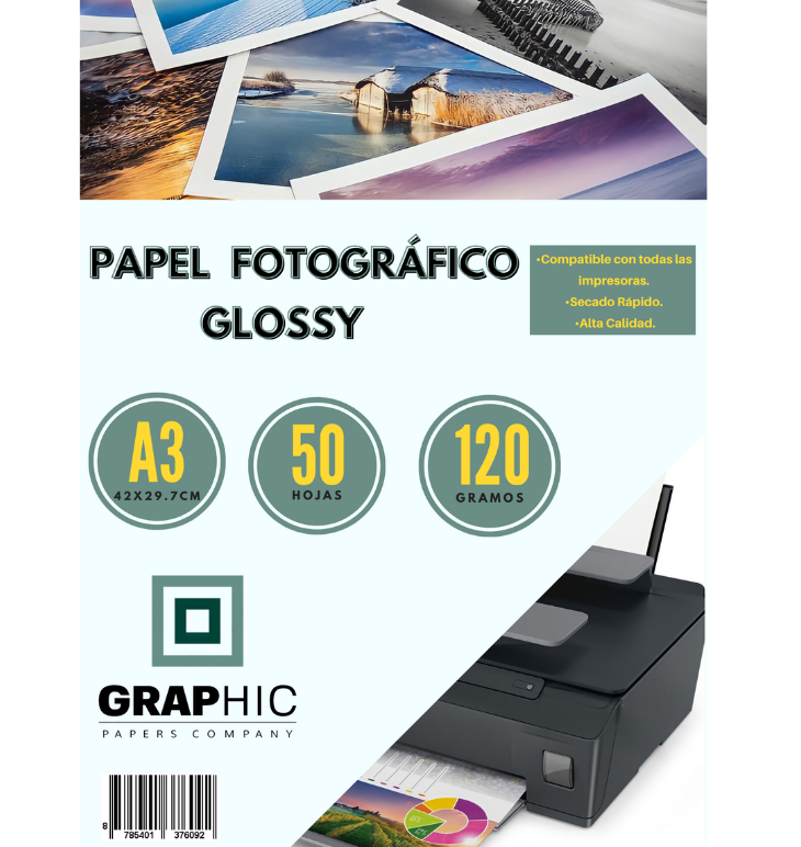 Papel Fotográfico Glossy 120gr A3 50 hjs GPC