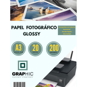 Papel Fotográfico Glossy A3 200gr 20 hjs Gpc
