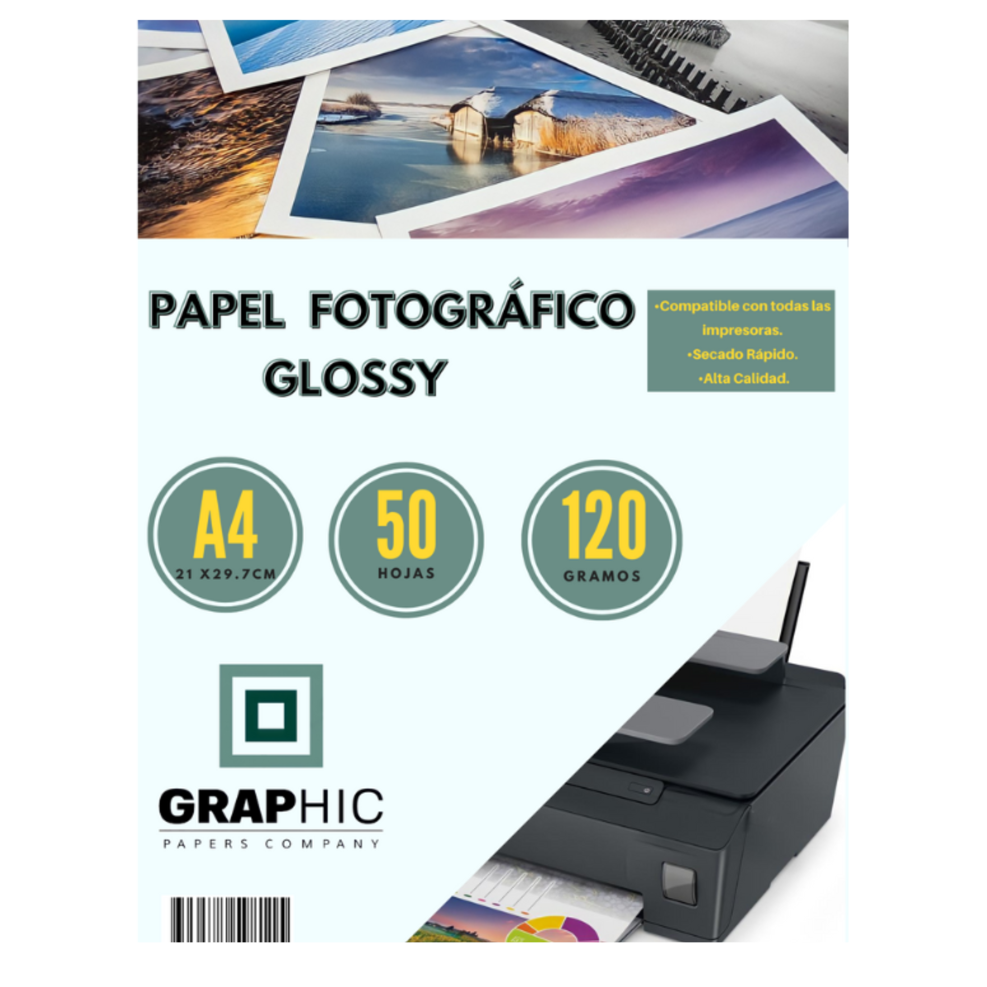 Papel Fotográfico Glossy 120gr A4 50 hjs GPC