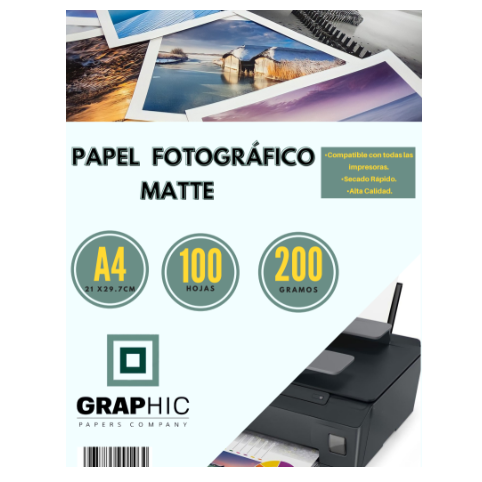 Papel Fotográfico Matte 200gr A4 100 hjs