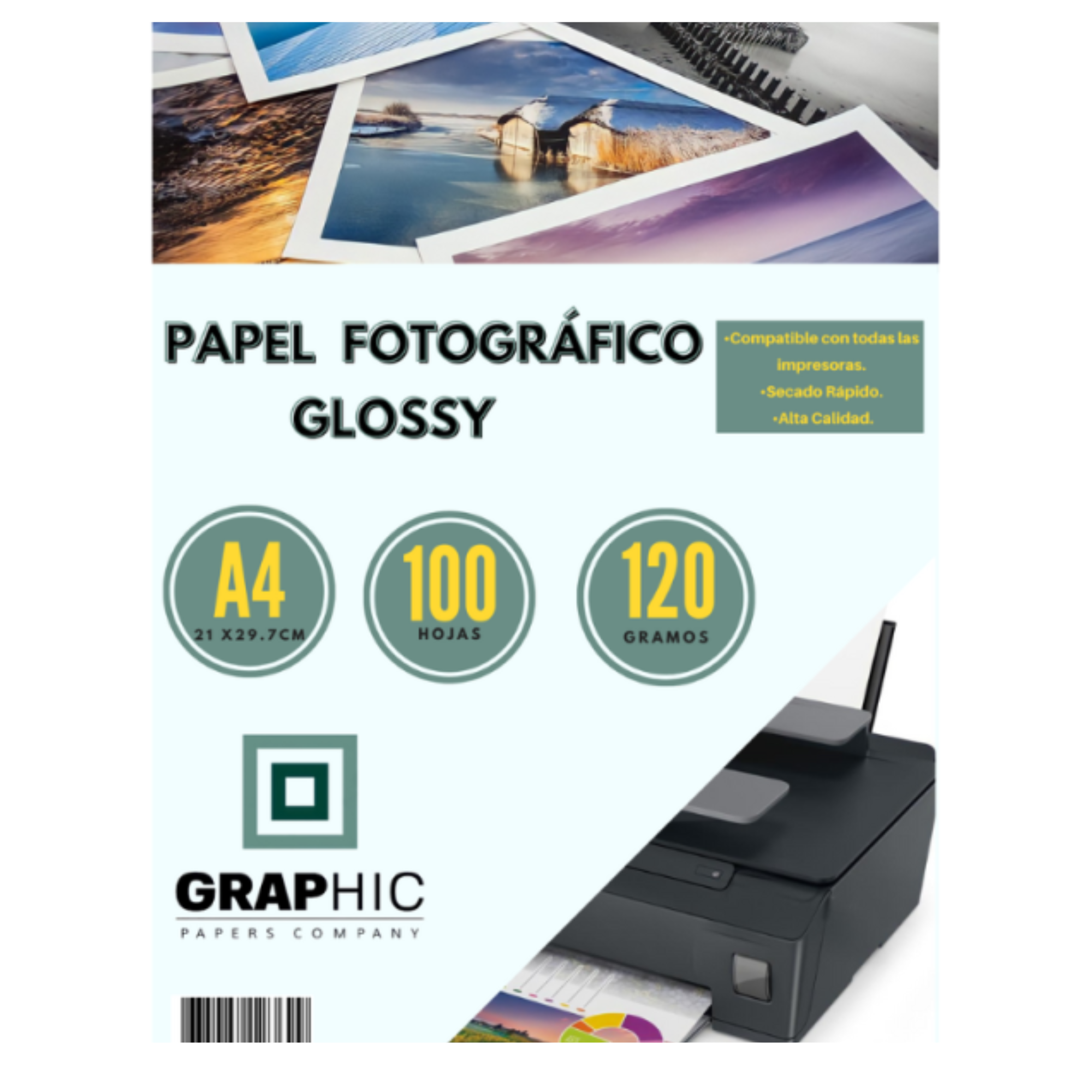 Papel Fotográfico Brillante 120gr A4 100 hjs GPC