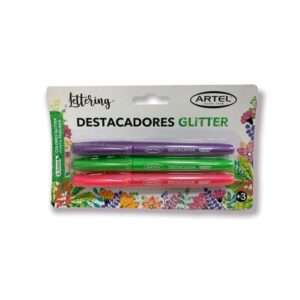 Set 3 Destacadores Glitter Artel
